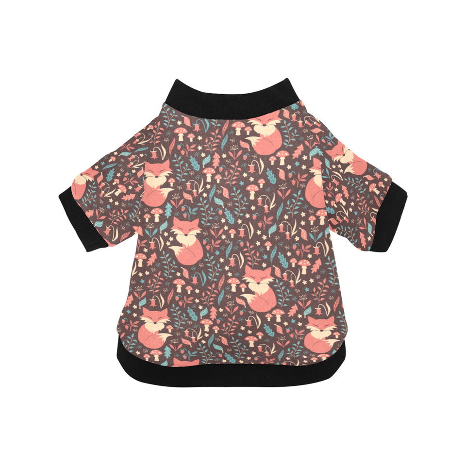 fox leaves mushroom pattern All Over Print Pet Dog Round Neck Fuzzy Shirt