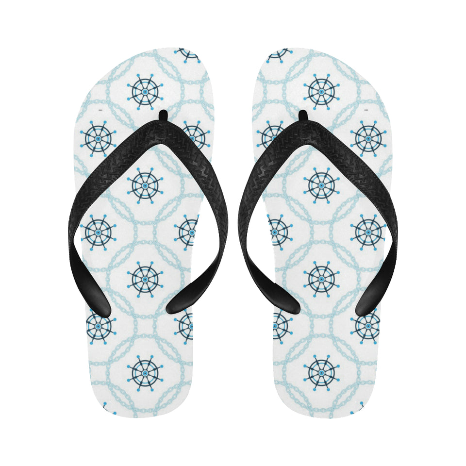 nautical steering wheel chain Unisex Flip Flops