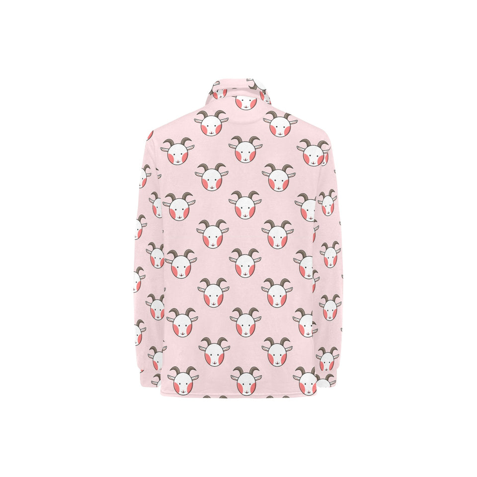 Cute goat pattern Women's Long Sleeve Polo Shirt