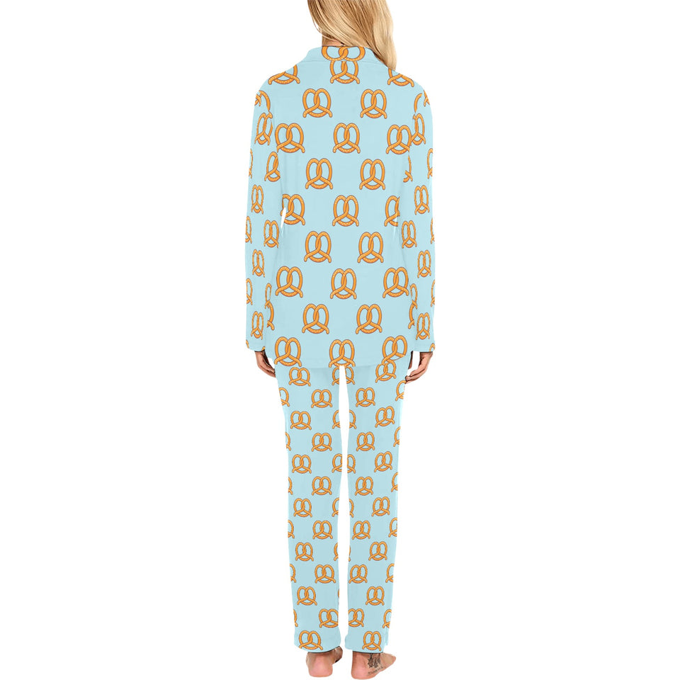 Pretzels Pattern Print Design 03 Women's Long Pajama Set