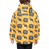 Boston terrier design pattern Kids' Boys' Girls' Padded Hooded Jacket
