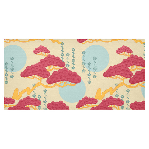 Red Bonsai gray sun japanese pattern Tablecloth