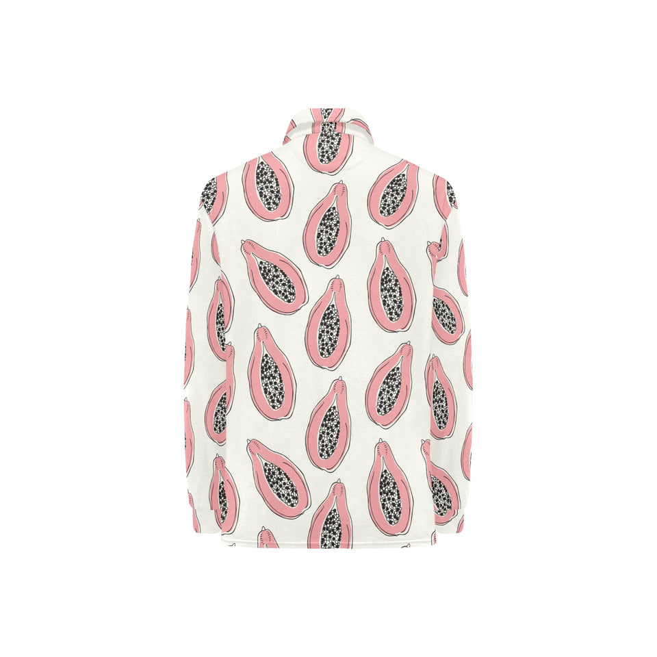 papaya pattern Women's Long Sleeve Polo Shirt