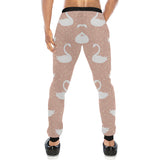 Swan flower light pink background Unisex Casual Sweatpants