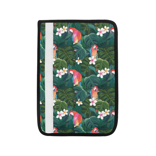 Parrot Palm tree leaves flower hibiscus pattern Car Seat Belt Cover