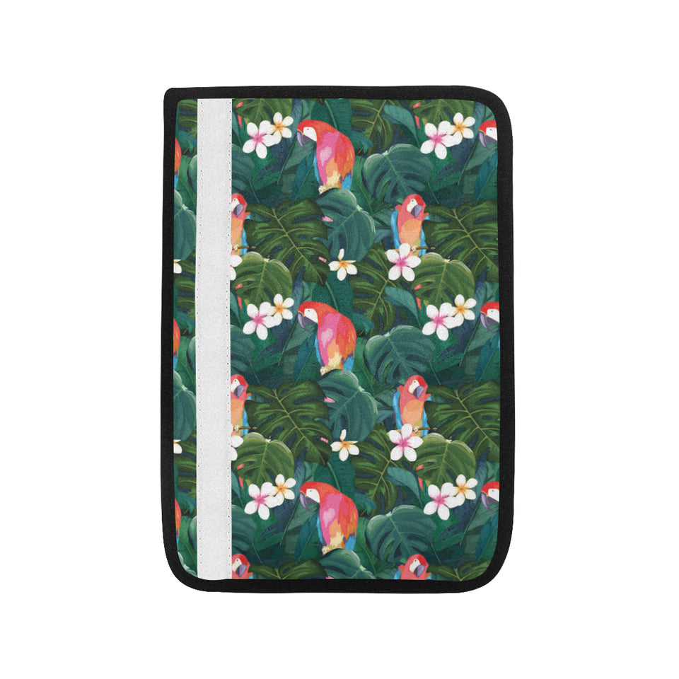Parrot Palm tree leaves flower hibiscus pattern Car Seat Belt Cover