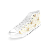 Bee honeycomb seamless design pattern Women's High Top Canvas Shoes White