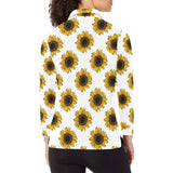 sunflowers design pattern Women's Long Sleeve Polo Shirt
