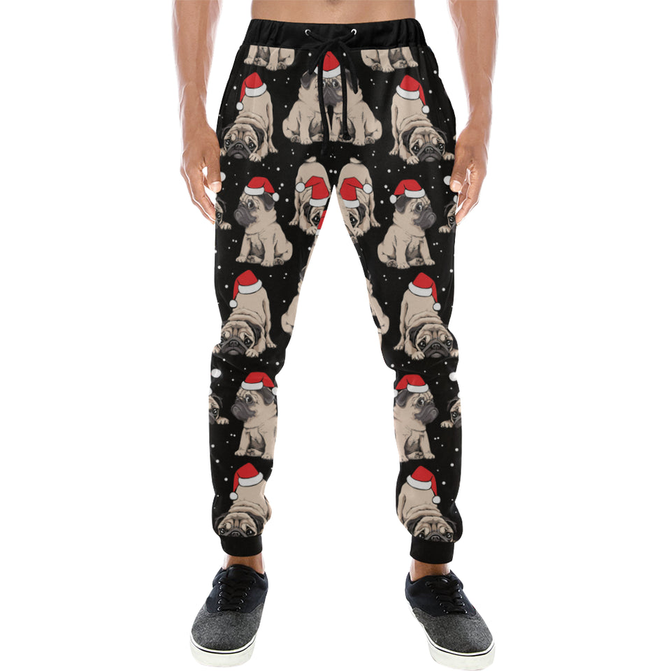 Christmas Pugs Santa_s red cap pattern Unisex Casual Sweatpants