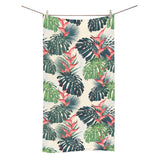 heliconia flowers, palm and monstera leaves Bath Towel