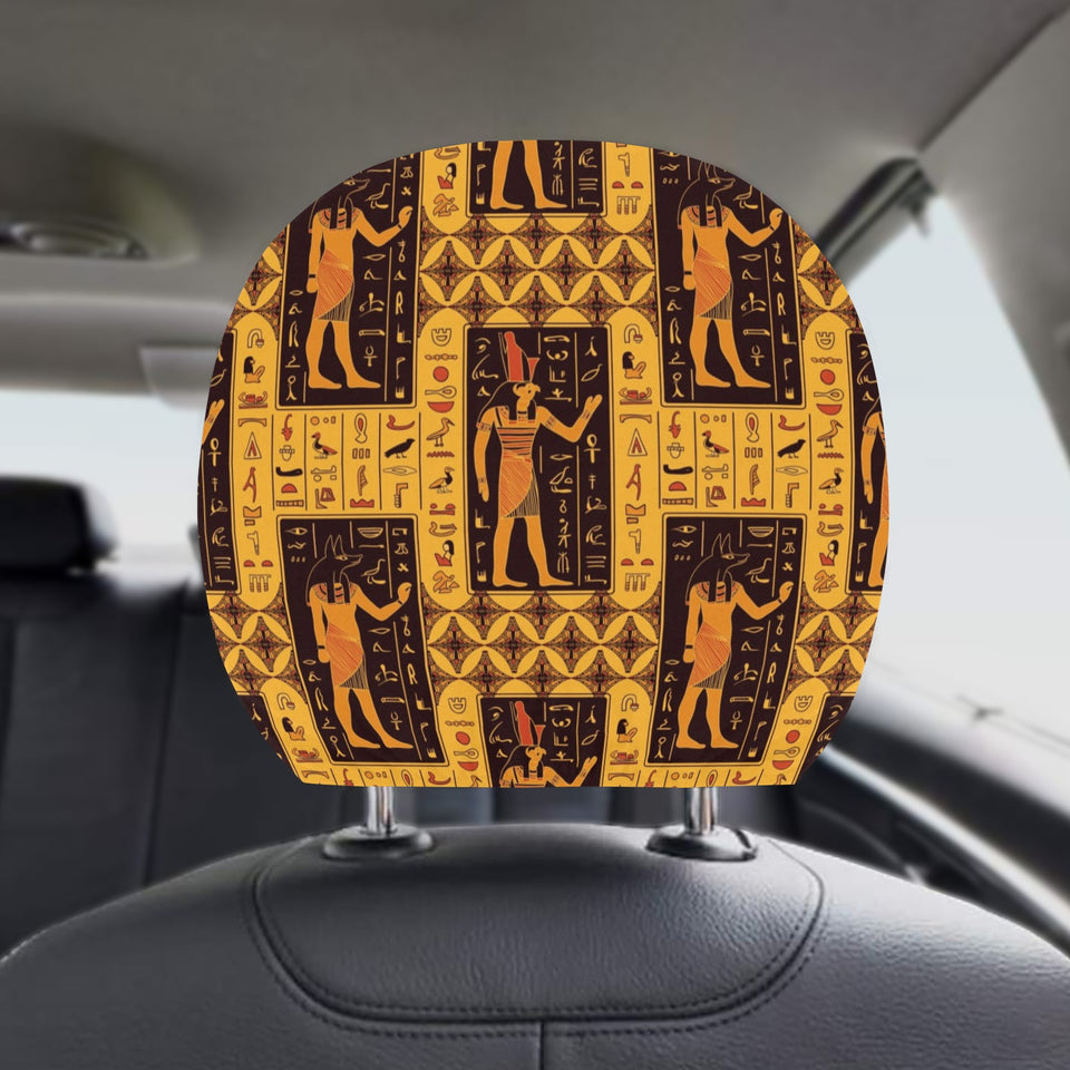 Egypt Hieroglyphics Pattern Print Design 05 Car Headrest Cover