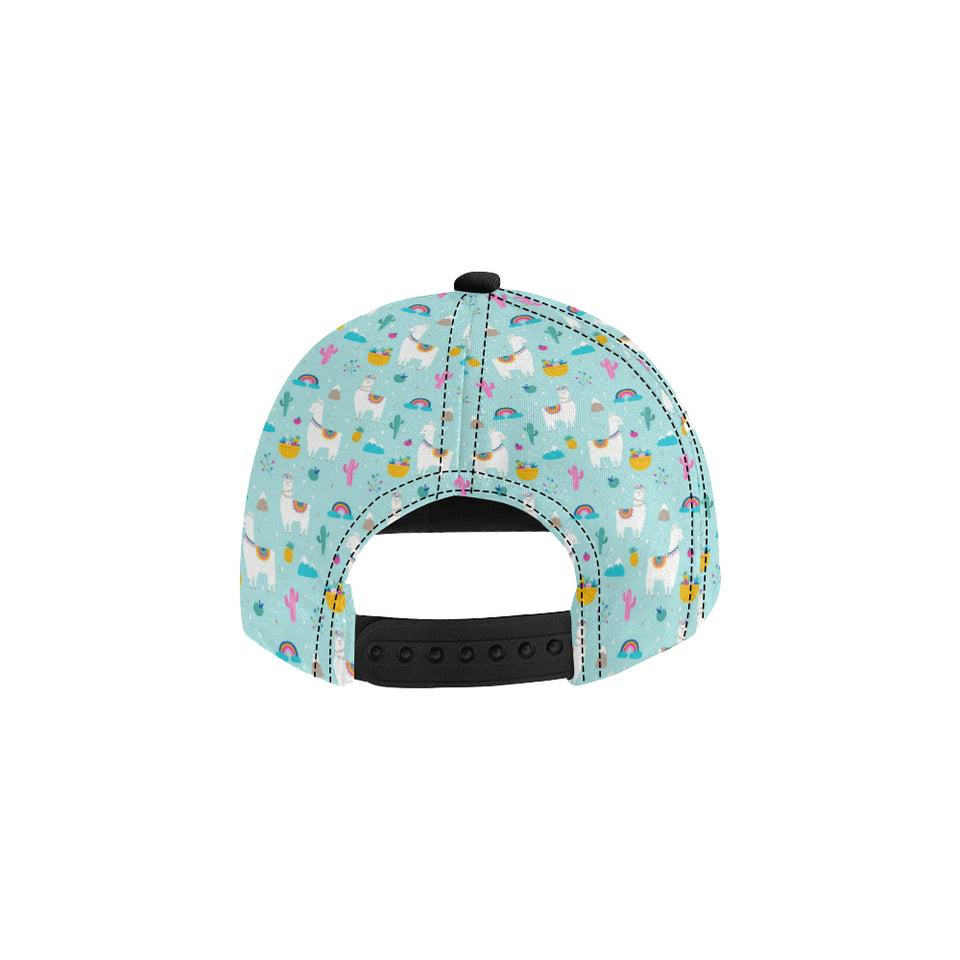 Llama alpaca cactus leaves pattern All Over Print Snapback Cap