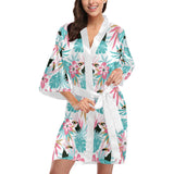 Toucan tropical flower leave pattern Women's Short Kimono Robe