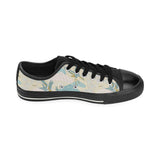 Bonsai bamboo stork japanese pattern cream theme Men's Low Top Canvas Shoes Black