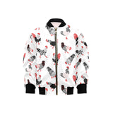 Cool rooster chicken cock floral ornament backgrou Kids' Boys' Girls' Bomber Jacket
