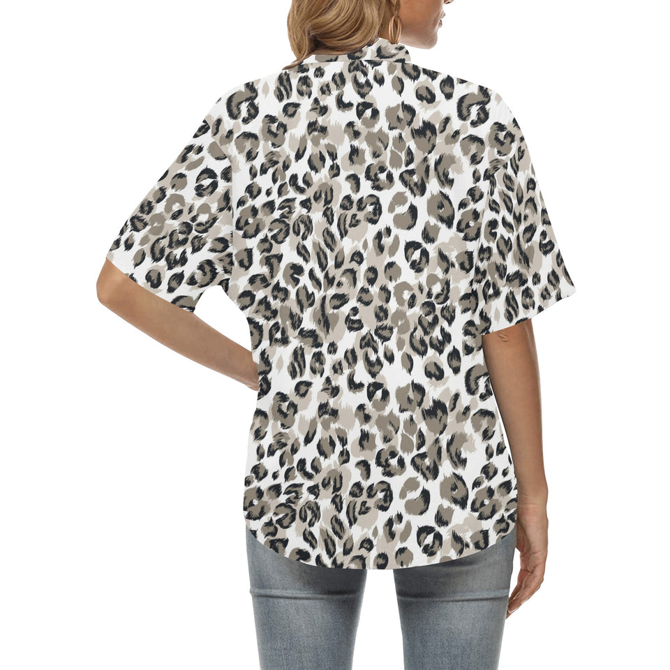 Leopard skin print pattern Women's All Over Print Hawaiian Shirt