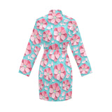 3D sakura cherry blossom pattern Women's Long Sleeve Belted Night Robe
