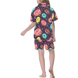 Colorful donut glaze pattern Kids' Boys' Girls' V-Neck Short Pajama Set