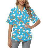 Rainbows Sky Clouds Pattern Women's All Over Print Hawaiian Shirt