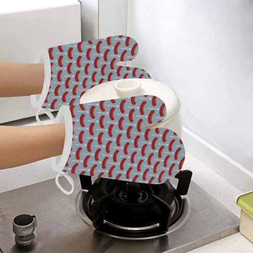 Sausage Pattern Print Design 02 Heat Resistant Oven Mitts
