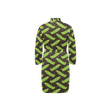Green Peas Pattern Print Design 05 Men's Long Sleeve Belted Night Robe