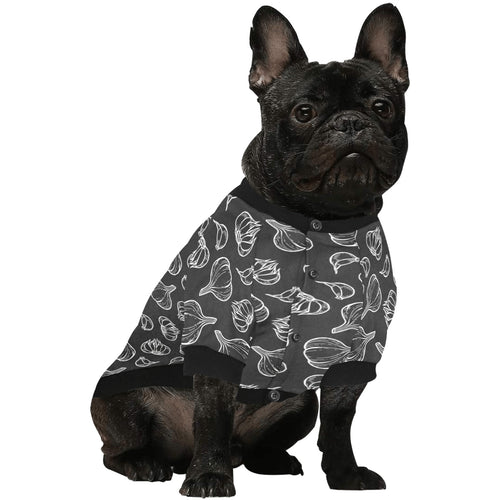 Garlic pattern black background All Over Print Pet Dog Round Neck Fuzzy Shirt