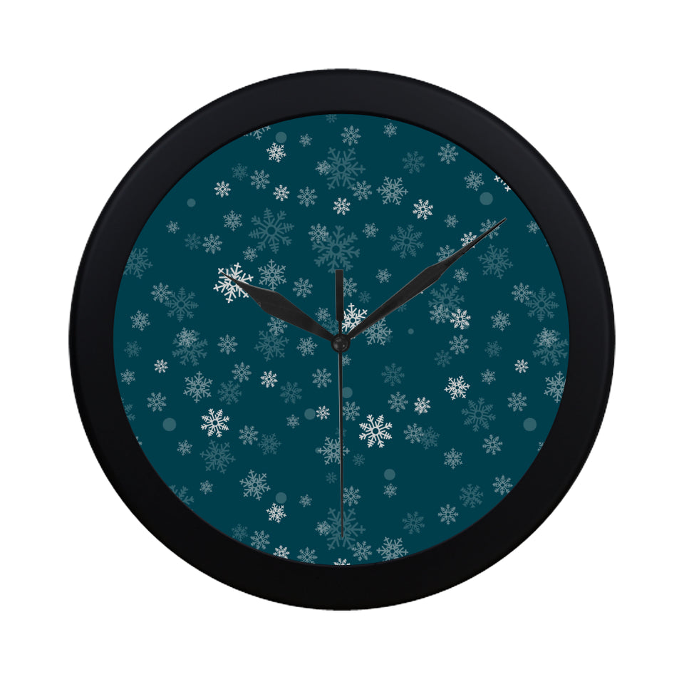Snowflake pattern dark background Elegant Black Wall Clock