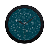Snowflake pattern dark background Elegant Black Wall Clock