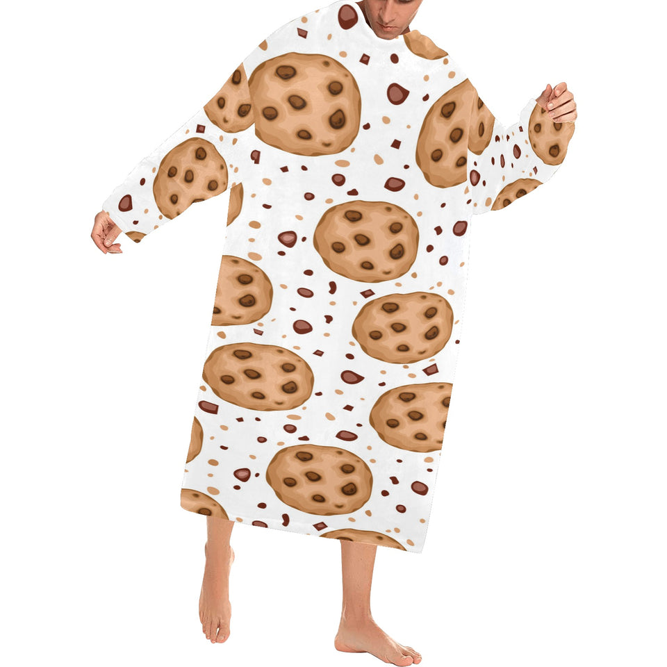 chocolate chip cookie pattern Blanket Robe with Sleeves