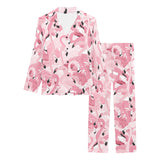 Pink flamingos pattern background Women's Long Pajama Set