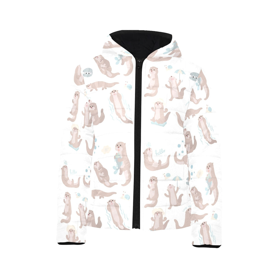 Cute sea otters pattern Kids' Boys' Girls' Padded Hooded Jacket