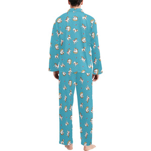Jack Russel Pattern Print Design 03 Men's Long Pajama Set