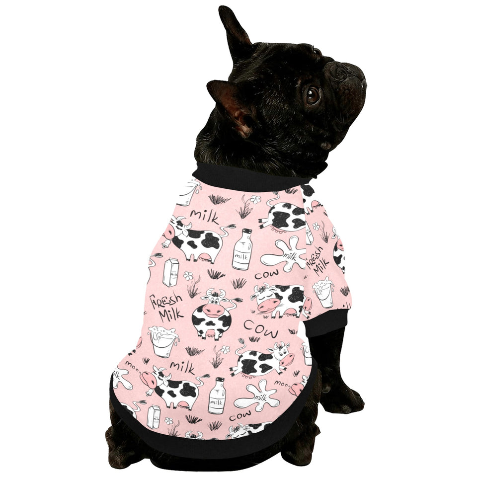 Cows milk product pink background All Over Print Pet Dog Round Neck Fuzzy Shirt