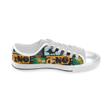 dinosaurs print pattern Men's Low Top Canvas Shoes White