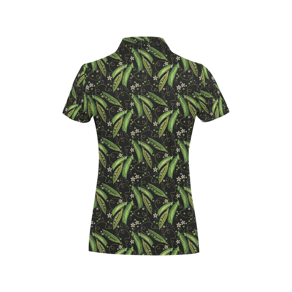 Green Peas Pattern Print Design 02 Women's All Over Print Polo Shirt