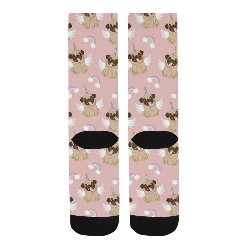 Cute unicorn pug pattern Crew Socks