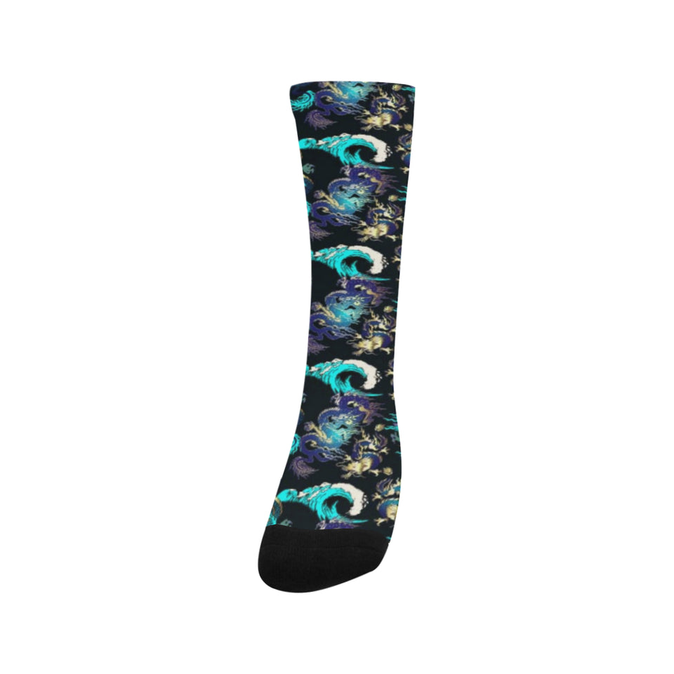 Dragon sea wave pattern Crew Socks