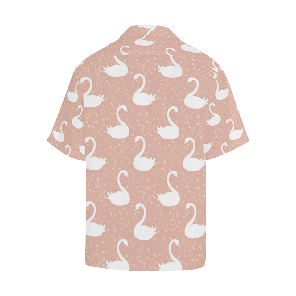 Swan flower light pink background Men's All Over Print Hawaiian Shirt