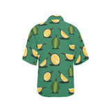 Durian pattern green background Women's All Over Print Hawaiian Shirt