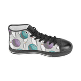 Bowling ball and pin gray background Men's High Top Canvas Shoes Black