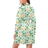 Hummingbird Pattern Print Design 01 Women's Long Sleeve Belted Night Robe