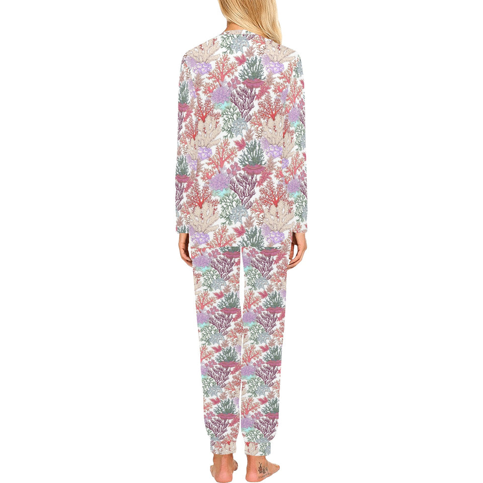 Coral Reef Pattern Print Design 03 Women's All Over Print Pajama Set
