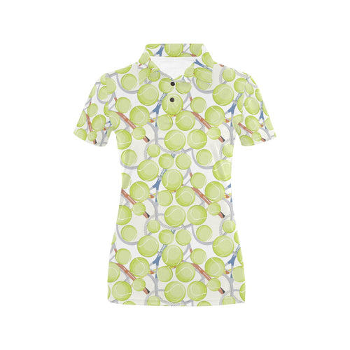 Tennis Pattern Print Design 01 Women's All Over Print Polo Shirt