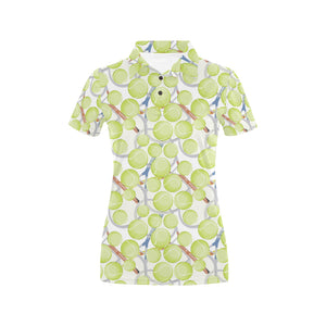 Tennis Pattern Print Design 01 Women's All Over Print Polo Shirt