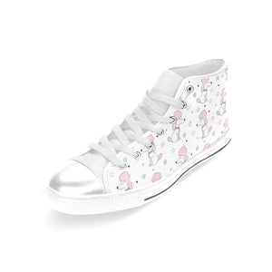 Cute poodle dog star pattern Women's High Top Canvas Shoes White