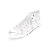 Cute poodle dog star pattern Women's High Top Canvas Shoes White