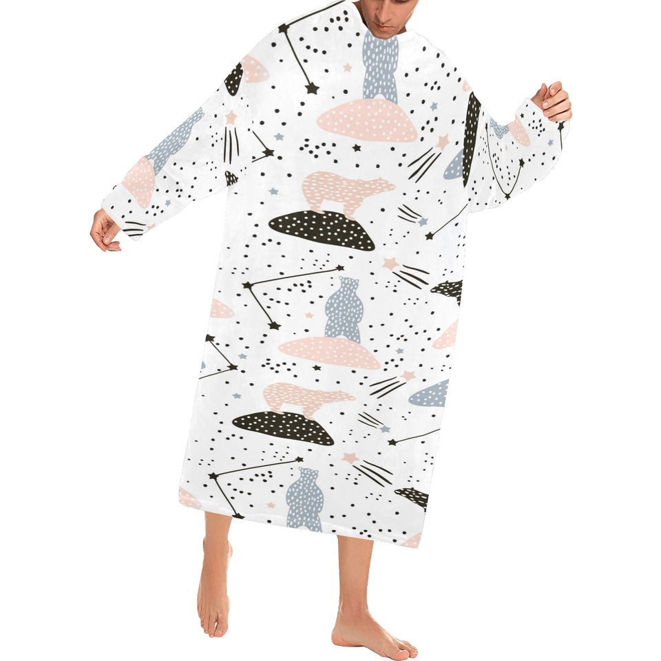 Polar bears star poka dot pattern Blanket Robe with Sleeves