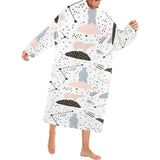 Polar bears star poka dot pattern Blanket Robe with Sleeves