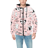 Cows milk product pink background Men's Padded Hooded Jacket