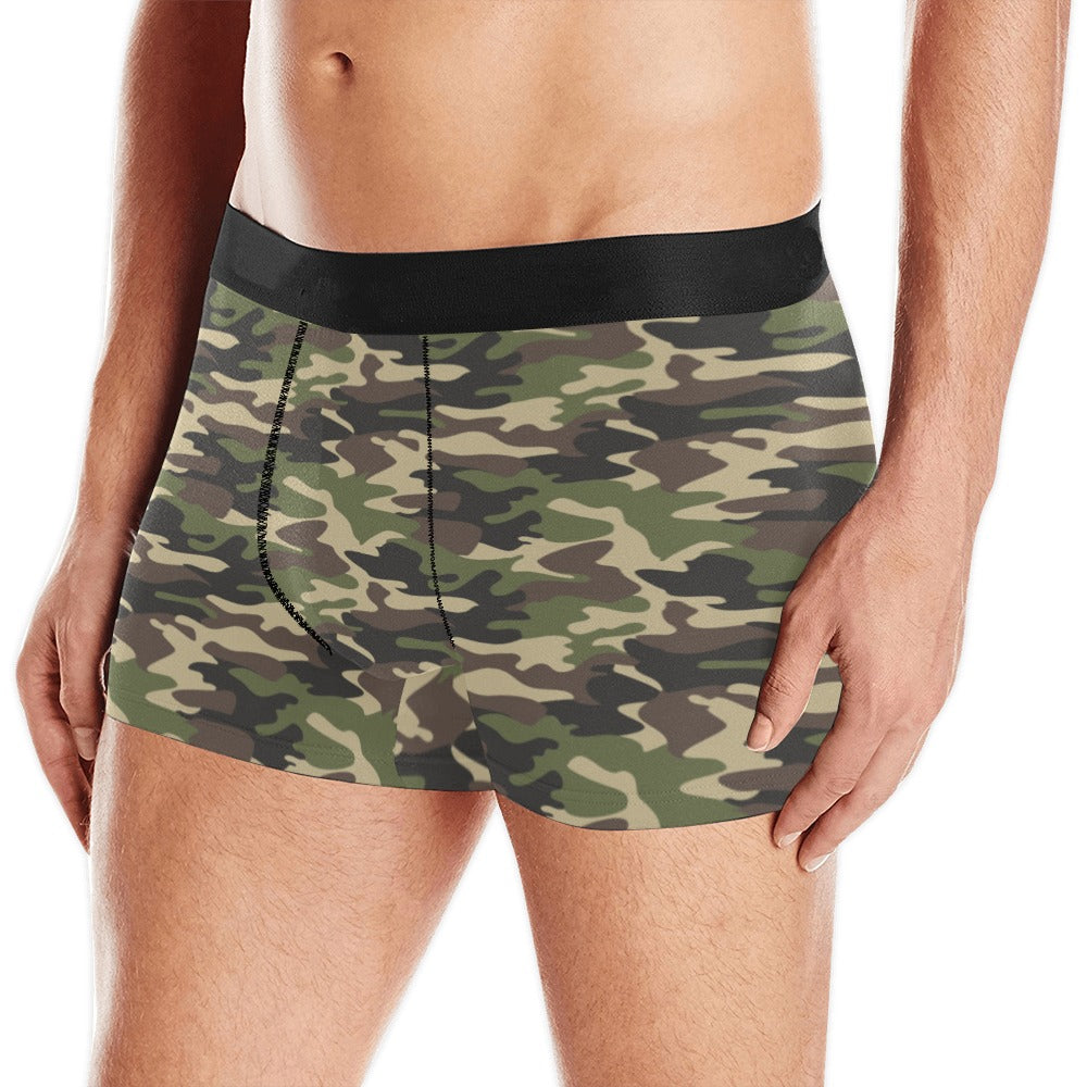 Dark Green camouflage pattern Men's All Over Print Boxer Briefs Men's Underwear